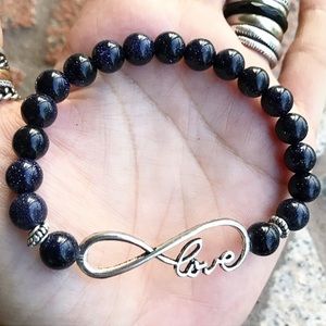 Midnight goldstone infinity love boho bracelet